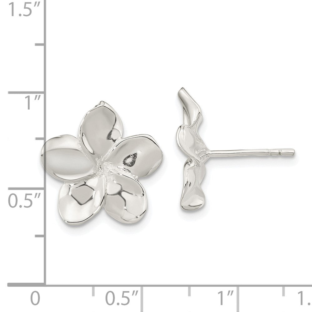 Sterling Silver Polished Flower Post Earrings