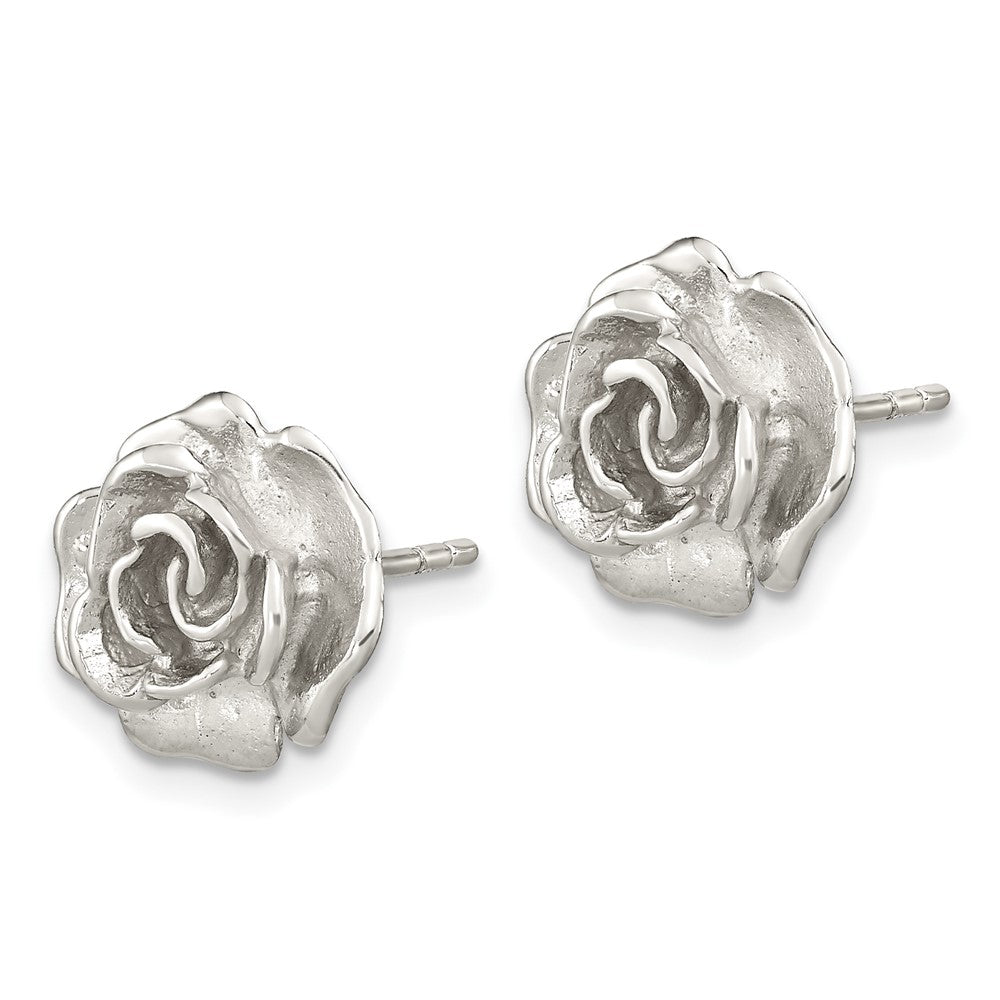 Sterling Silver Rose Post Earrings