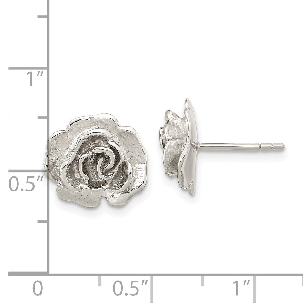 Sterling Silver Rose Post Earrings