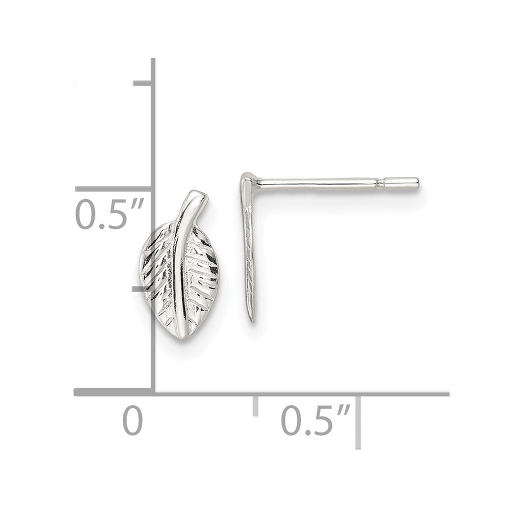 Sterling Silver Polished Tiny Leaf Post Earrings