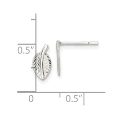 Sterling Silver Polished Tiny Leaf Post Earrings