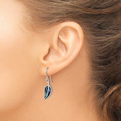 Rhodium-plated Silver Abalone Leaf Shephard Hook Earrings