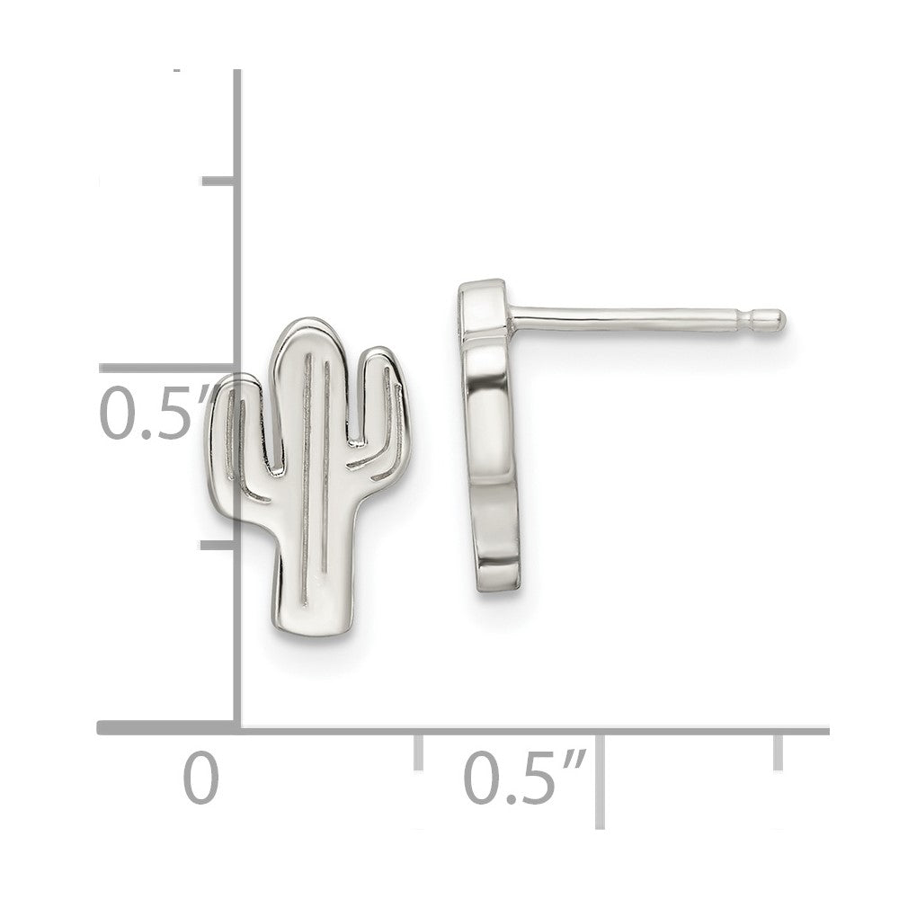 Sterling Silver Polished Cactus Post Earrings