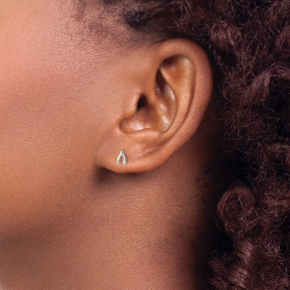 Sterling Silver Polished Wish Bone Post Earrings