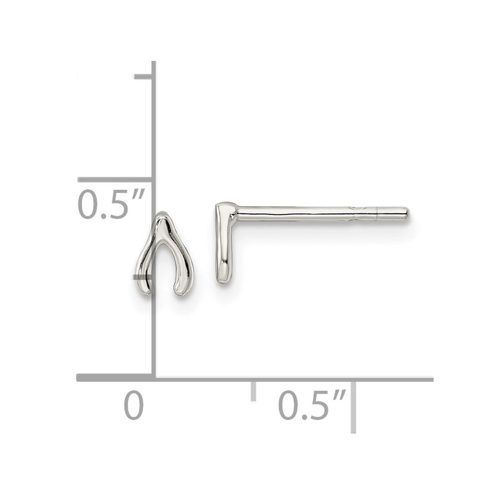 Sterling Silver Polished Wish Bone Post Earrings