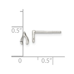 Sterling Silver Polished Wish Bone Post Earrings