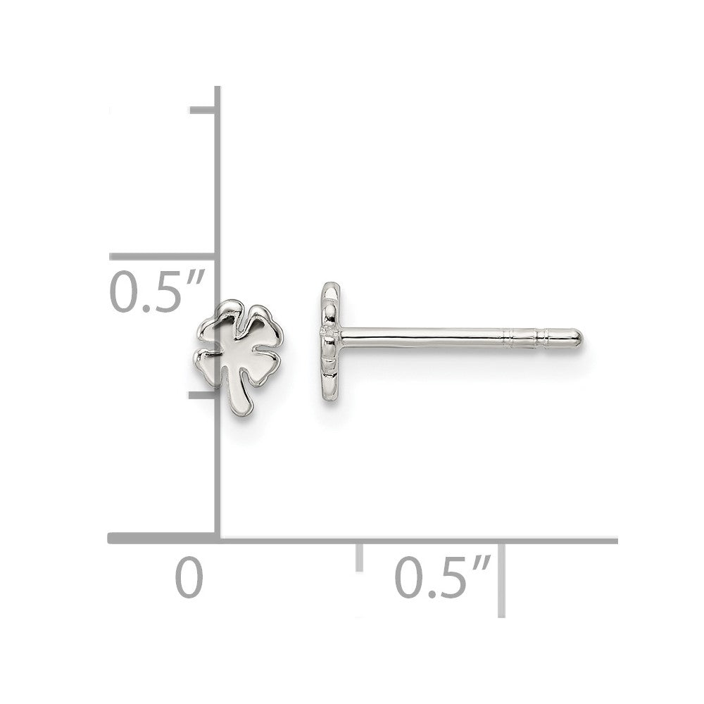 Sterling Silver Polished 4 Leaf Clover Post Earrings