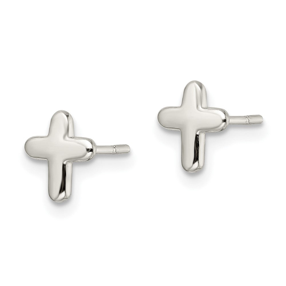 Sterling Silver Polished Cross Post Earrings