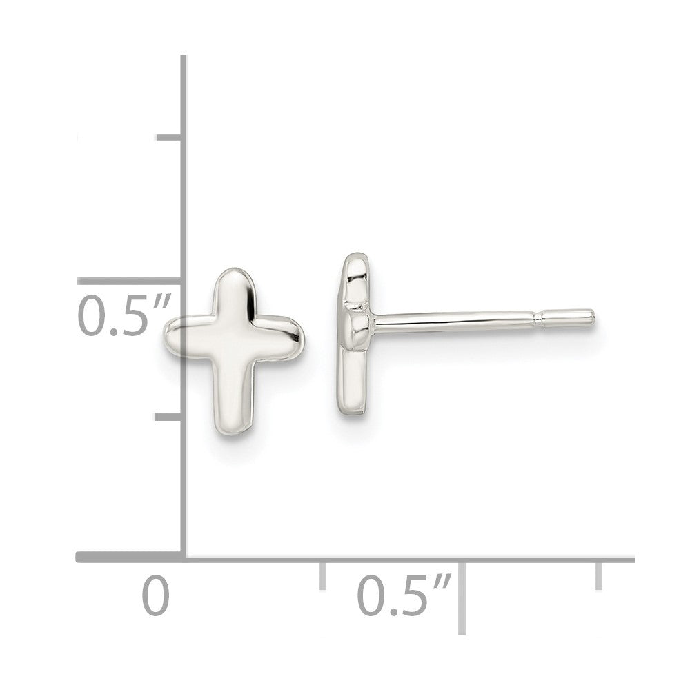 Sterling Silver Polished Cross Post Earrings