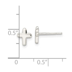 Sterling Silver Polished Cross Post Earrings