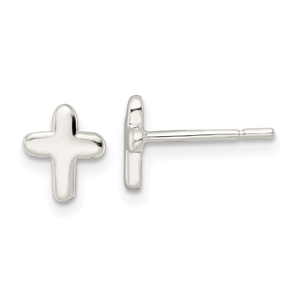 Sterling Silver Polished Cross Post Earrings