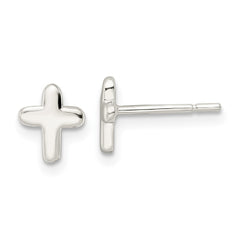 Sterling Silver Polished Cross Post Earrings