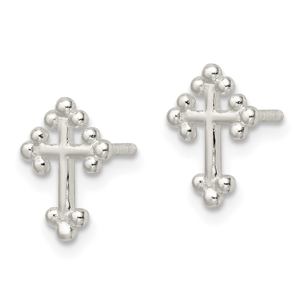 Sterling Silver Polished Cross Post Earrings