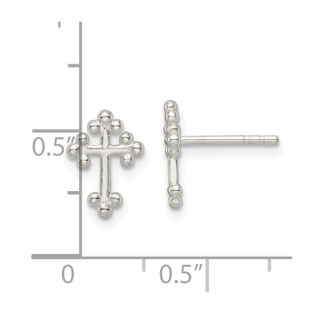 Sterling Silver Polished Cross Post Earrings