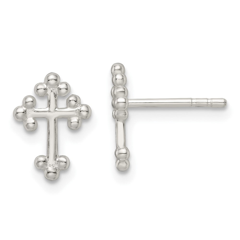 Sterling Silver Polished Cross Post Earrings