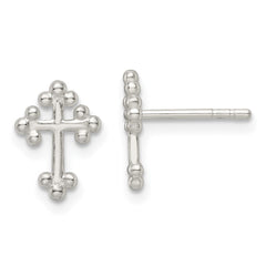 Sterling Silver Polished Cross Post Earrings