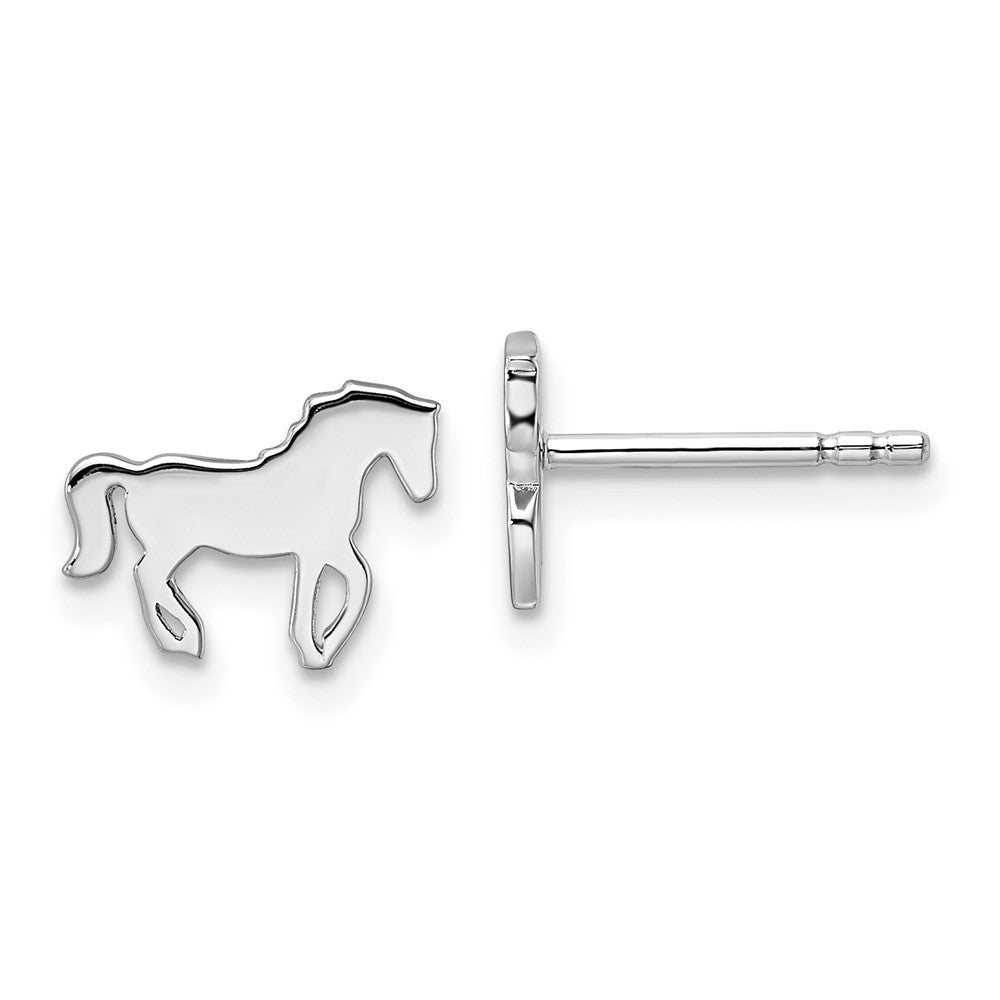 Rhodium-plated Sterling Silver Horse Post Earrings