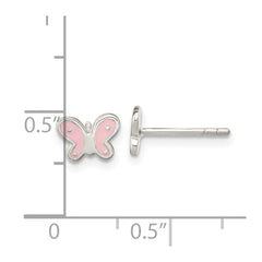 Sterling Silver Pink Butterfly Post Earrings