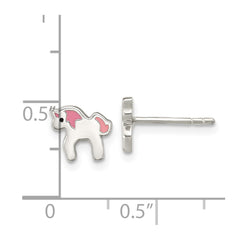 Sterling Silver Pink Enamel Unicorn Post Earrings