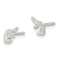 Sterling Silver Polished Unicorn Head Post Earrings