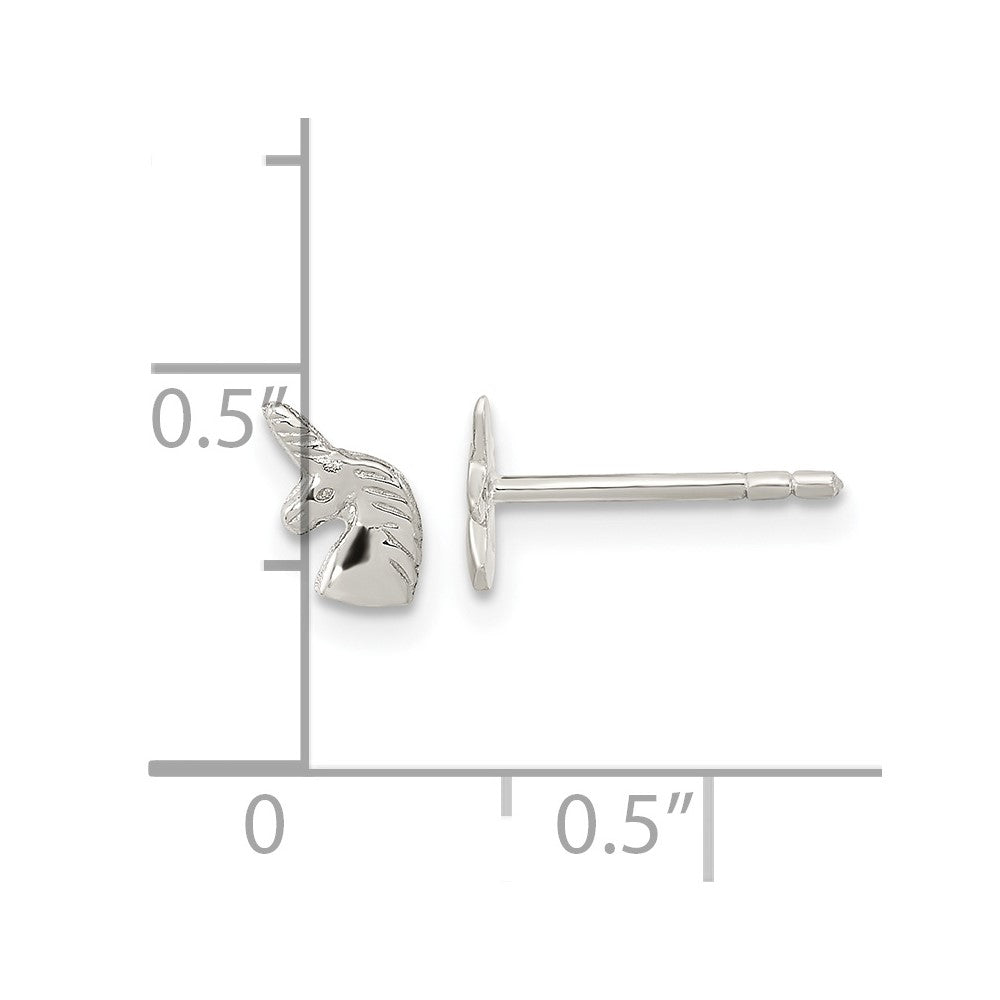 Sterling Silver Polished Unicorn Head Post Earrings