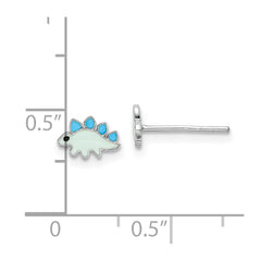 Rhodium-plated Sterling Silver Enameled Dinosaur Post Earrings