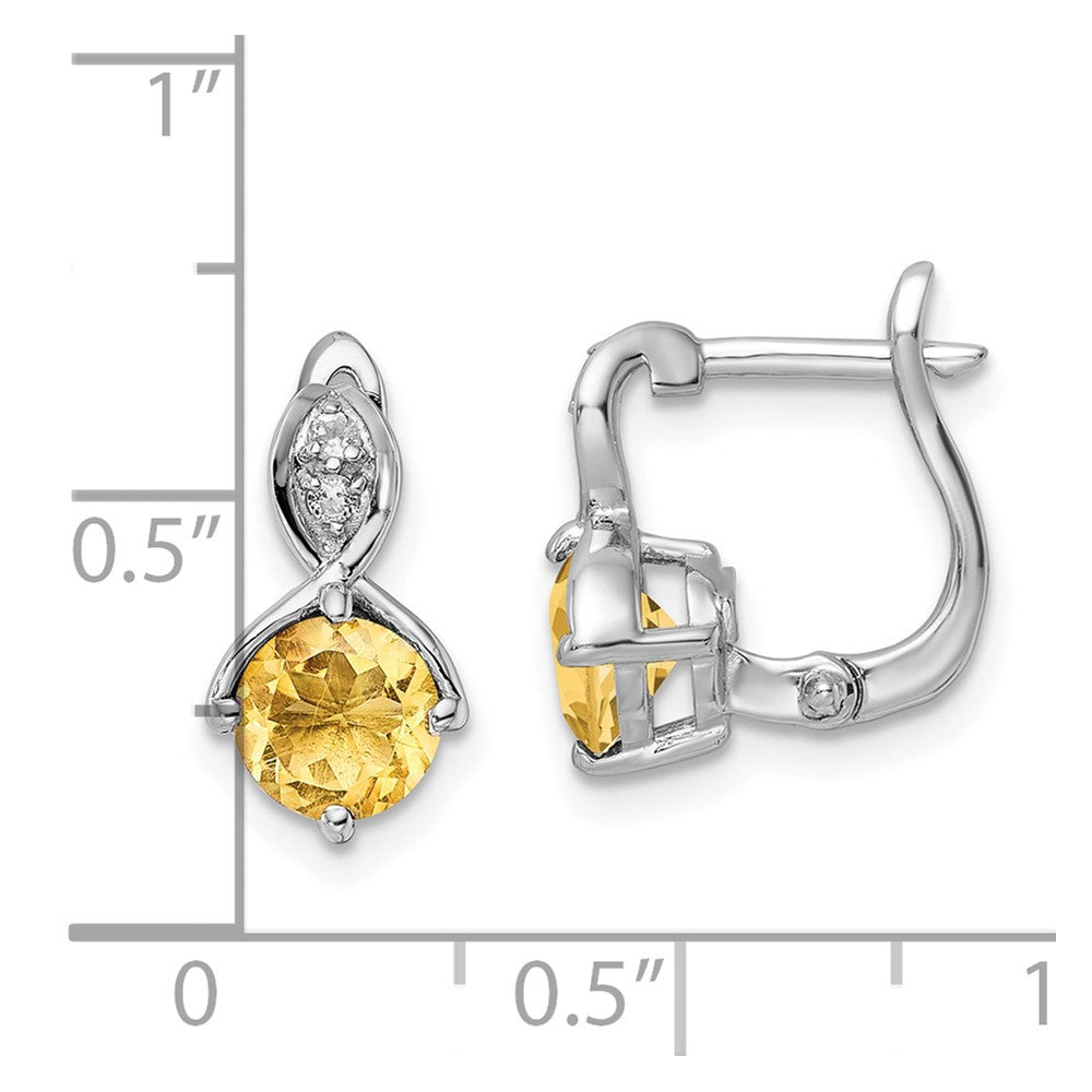 Rhodium-plated Silver 1.48tw Citrine Wt Topaz Hinged Earrings