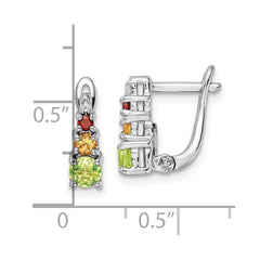 Sterling Silver .85tw Peridot, Citrine, Garnet & White Topaz Hinged Earrings