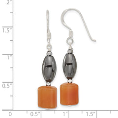 Sterling Silver Aventurine Hematite Dangle Shepherd Hook Earrings