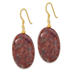 Yellow Gold-plated Sterling Silver Brown Jasper Dangle Earrings