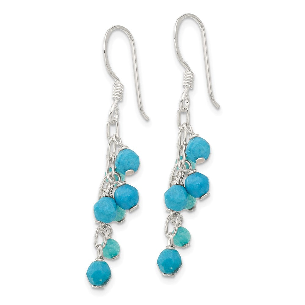 Sterling Silver Reconstructed Magnesite Indicolite Quartz Dangle Earrings