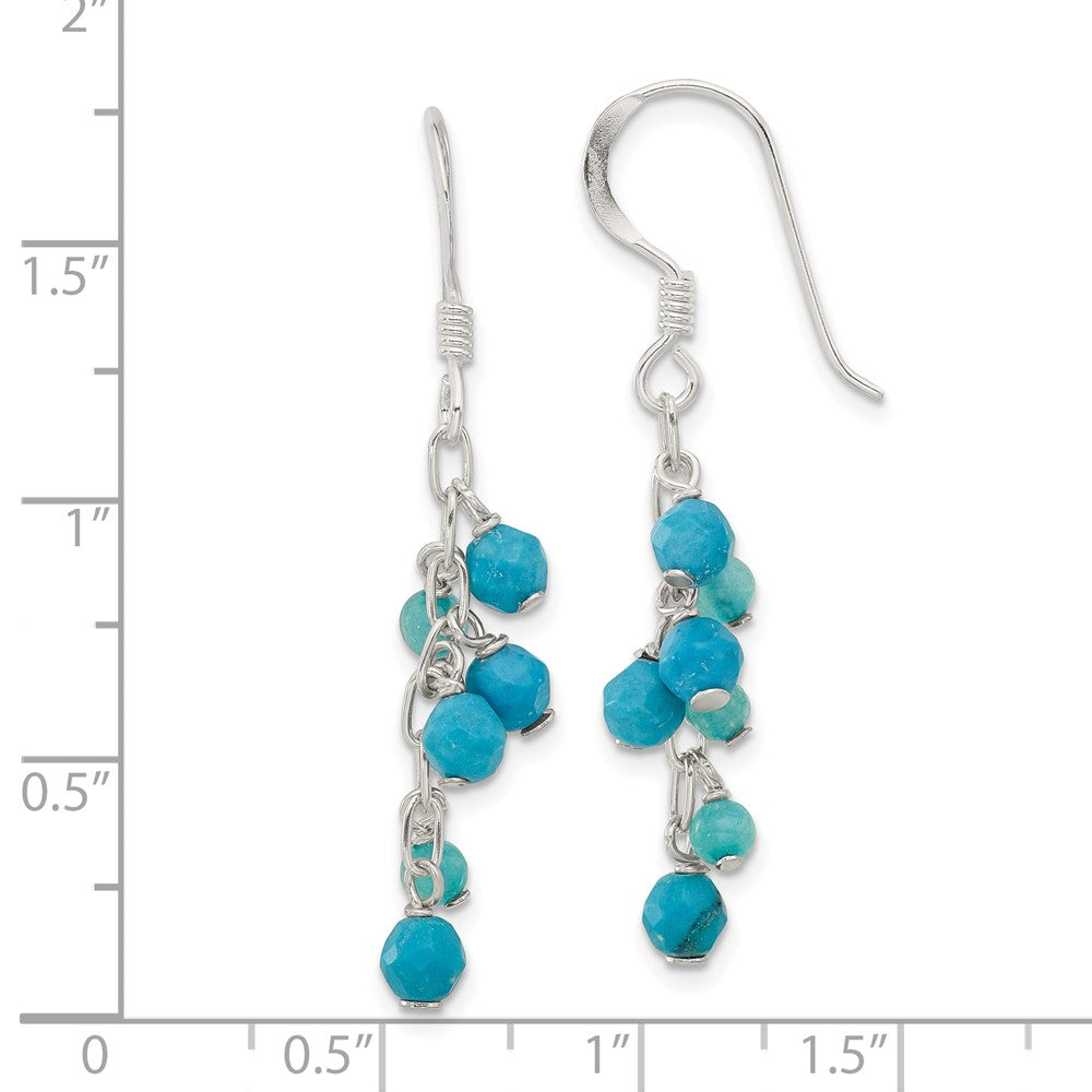 Sterling Silver Reconstructed Magnesite Indicolite Quartz Dangle Earrings
