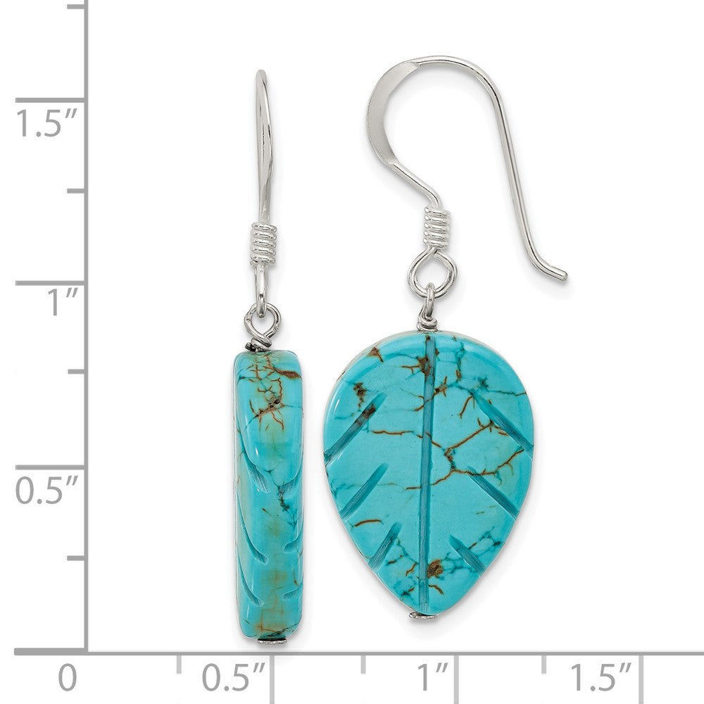 Sterling Silver Reconstructed Magnesite Leaf Shepherd Hook Earrings