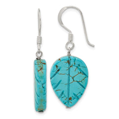 Sterling Silver Reconstructed Magnesite Leaf Shepherd Hook Earrings