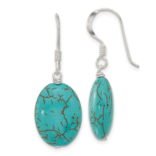 Sterling Silver Reconstructed Magnesite Dangle Shepherd Hook Earrings