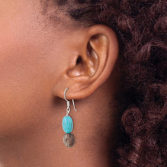 Sterling Silver Quarts and Reconstructed Magnesite Shepherd Hook Earrings