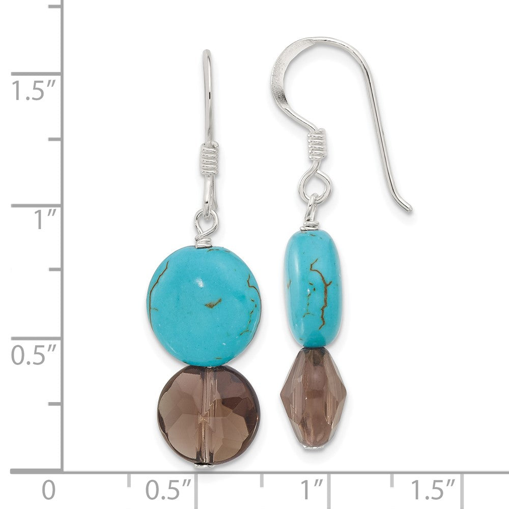 Sterling Silver Quarts and Reconstructed Magnesite Shepherd Hook Earrings