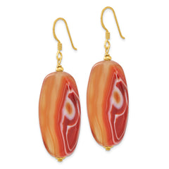 Yellow Gold-plated Sterling Silver Red Sardonyx Dangle Earrings
