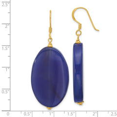 Yellow Gold-plated Sterling Silver Blue Agate Dangle Earrings