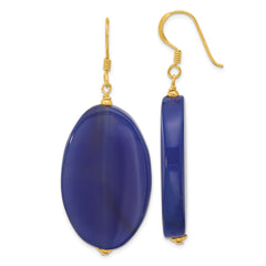 Yellow Gold-plated Sterling Silver Blue Agate Dangle Earrings