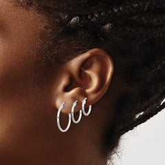 Sterling Silver Polished Set of 3 Pairs of Hoop Earrings