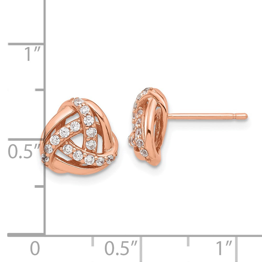 Rose Gold-plated Sterling Silver CZ Knot Post Earrings