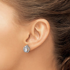 Rhodium-plated Sterling Silver CZ Apple Post Earrings