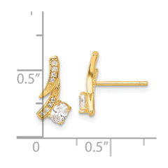 Sterling Silver Gold-plated Fancy CZ Post Earrings