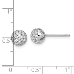 Rhodium-plated Sterling Silver Micro Pave CZ Ball Stud Earrings