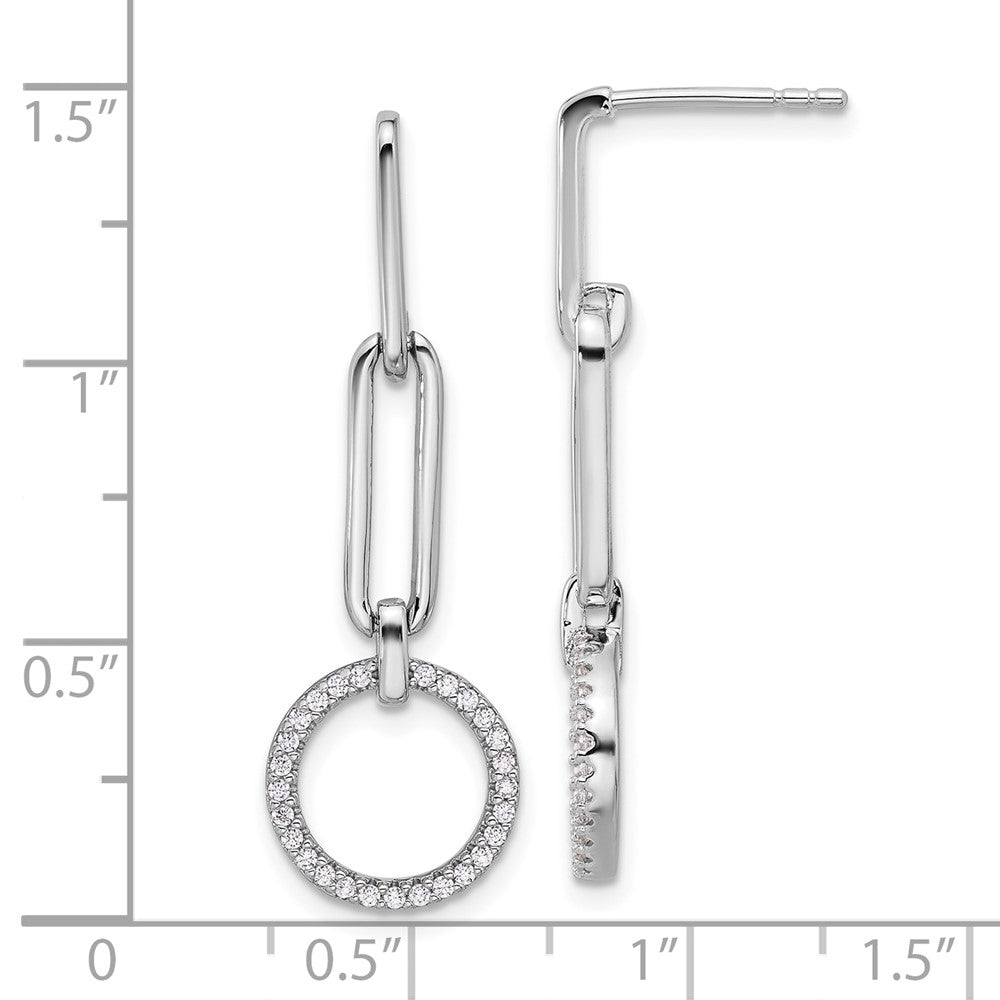 Rhodium-plated Sterling Silver CZ Dangle Post Earrings