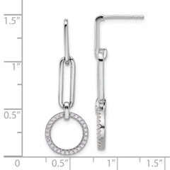 Rhodium-plated Sterling Silver CZ Dangle Post Earrings