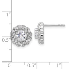 Rhodium-plated Sterling Silver CZ Round Post Earrings