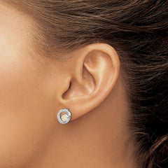 Rhodium-plated Sterling Silver Opal Post Earrings