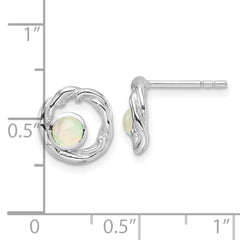 Rhodium-plated Sterling Silver Opal Post Earrings